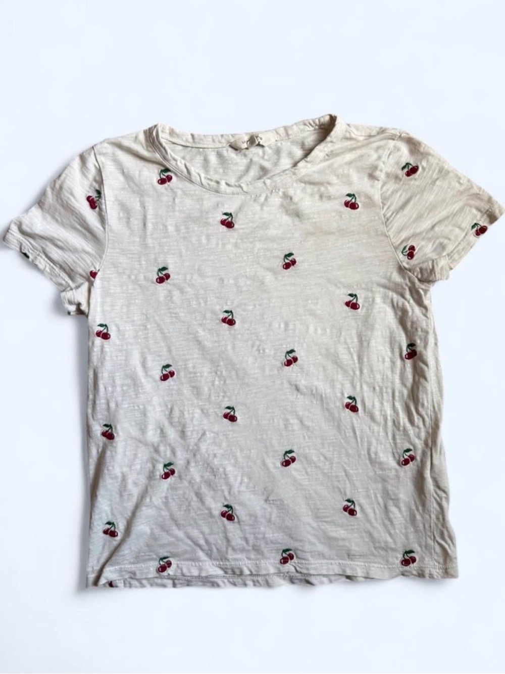 Lucky Brand Cherry Embroidered Short Sleeve Tee